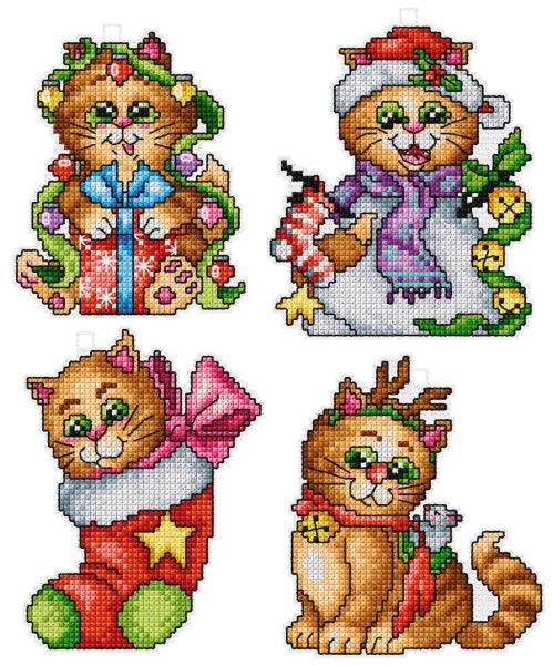 Counted cross stitch kit with plastic canvas "Cats" set of 4 designs 7627, The Crafty Grimalkin - A Cross Stitch Store