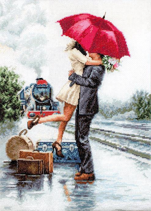 Couple on train station B2369L Counted Cross-Stitch Kit, Needlecraft Kits, Needlecraft Kits, The Crafty Grimalkin - A Cross Stitch Store