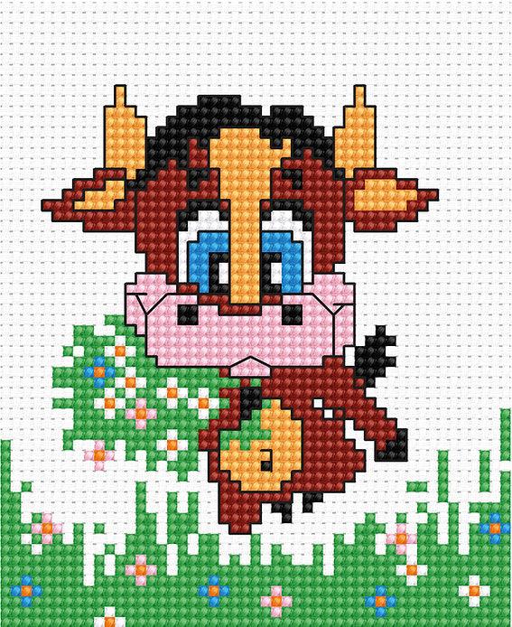 Cow B047L Counted Cross-Stitch Kit, The Crafty Grimalkin - A Cross Stitch Store