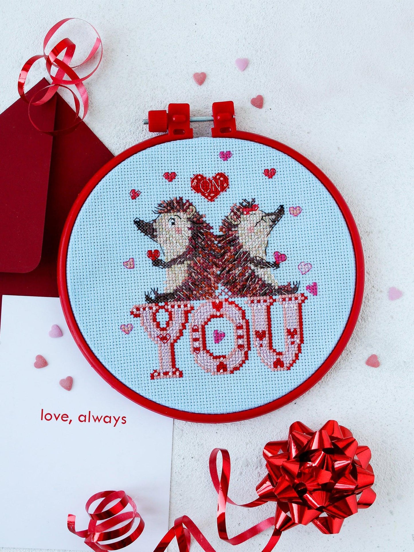 Cross-stitch kit Loving hedgehogs AHM-036, The Crafty Grimalkin - A Cross Stitch Store