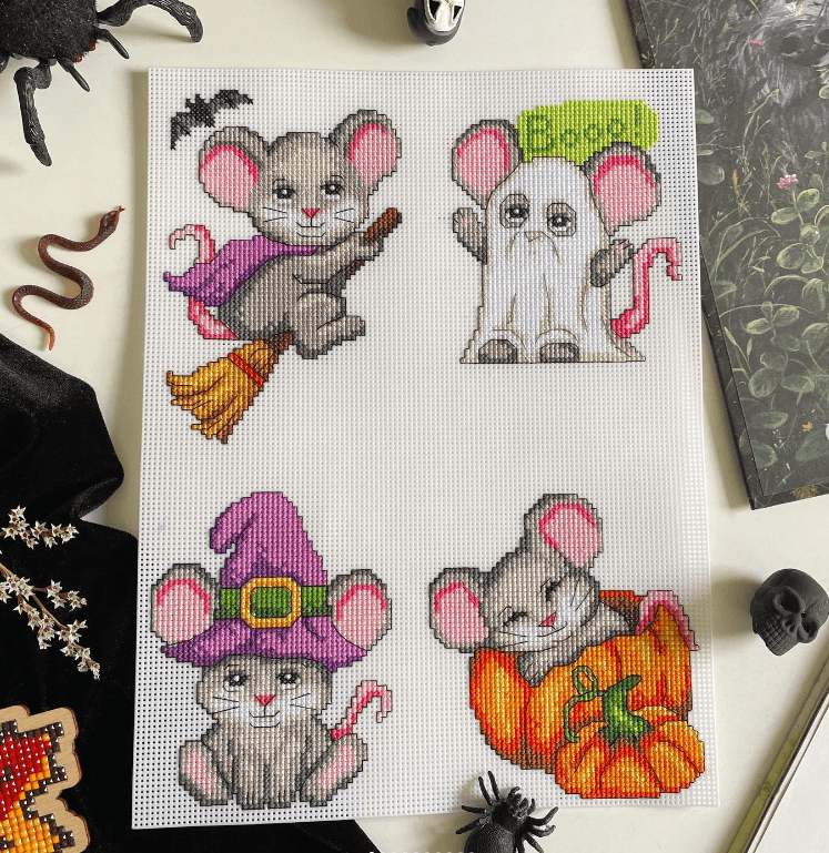 "Halloween Mouses" 102CS Counted Cross-Stitch Kit, Needlecraft Kits, Needlecraft Kits, The Crafty Grimalkin - A Cross Stitch Store