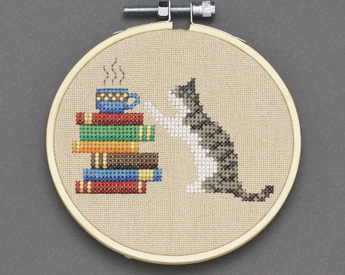 Cat, Books and Coffee - Lola Crow - Cross Stitch Pattern