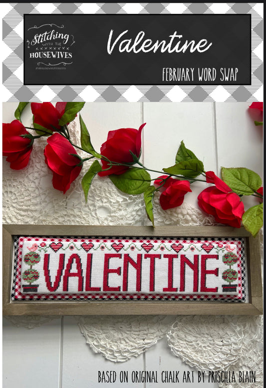 Valentine - Word Swap Series - Stitching with the Housewives - Cross Stitch Pattern