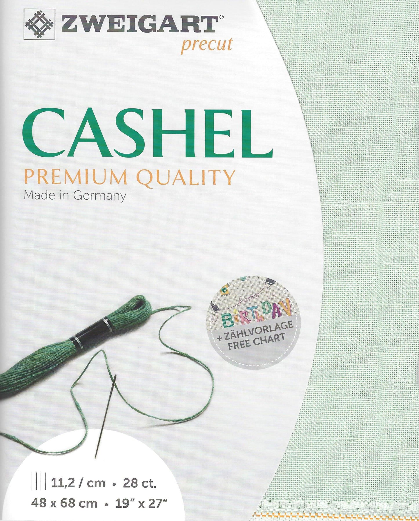 Precut  Zweigart Cashel 28 count Sapphire Green 3281/6125, The Crafty Grimalkin - A Cross Stitch Store