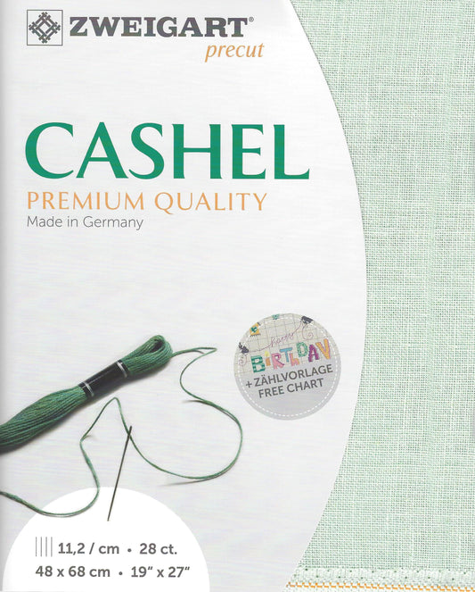 Precut  Zweigart Cashel 28 count Sapphire Green 3281/6125, The Crafty Grimalkin - A Cross Stitch Store