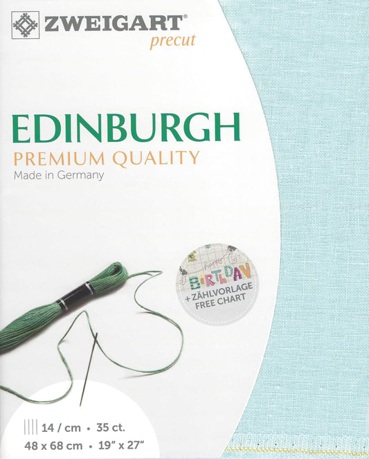 Precut  Zweigart Edinburgh 36 count Aqua 3217/5146, The Crafty Grimalkin - A Cross Stitch Store