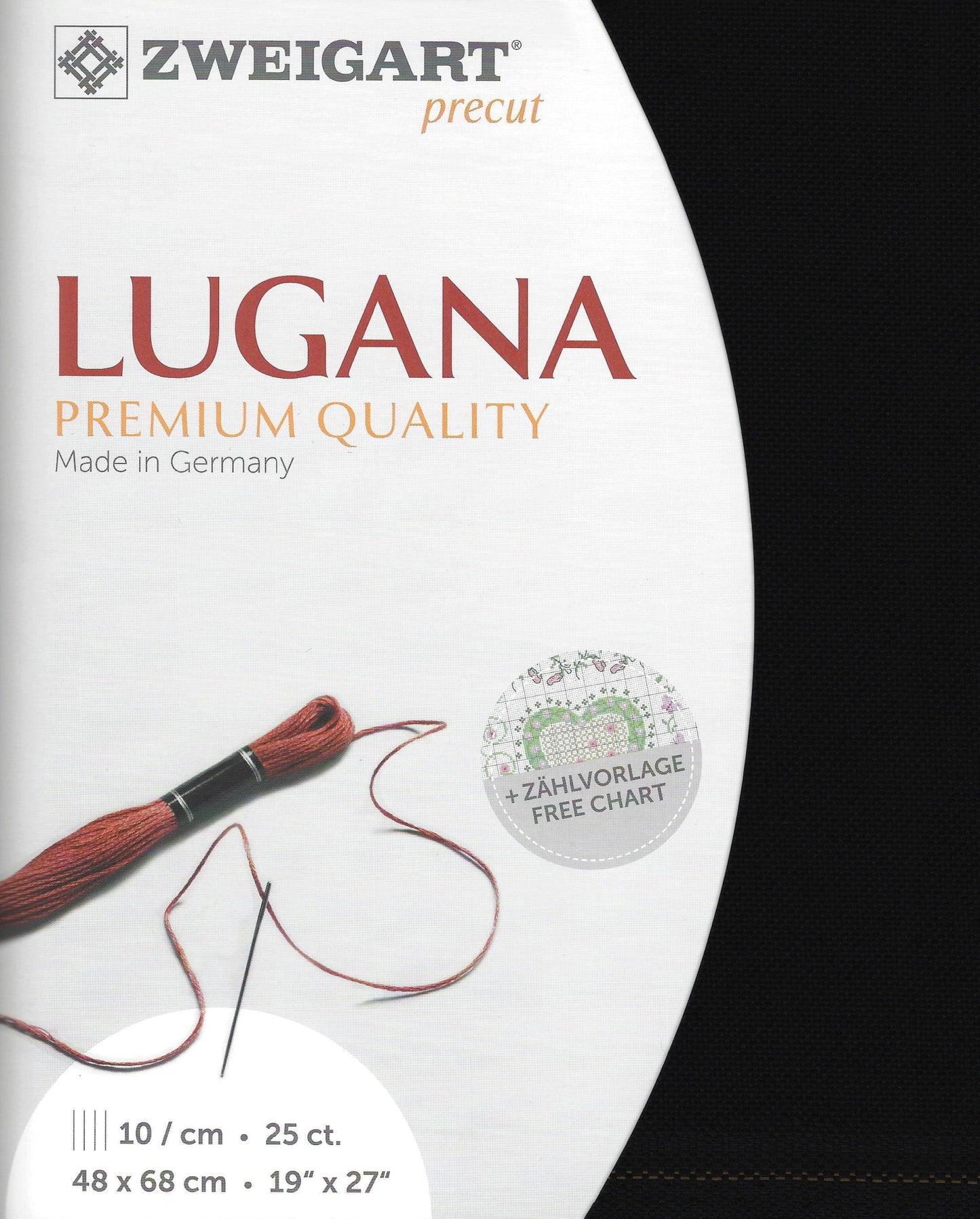 Precut  Zweigart Lugana 25 count Black 3835/720, The Crafty Grimalkin - A Cross Stitch Store