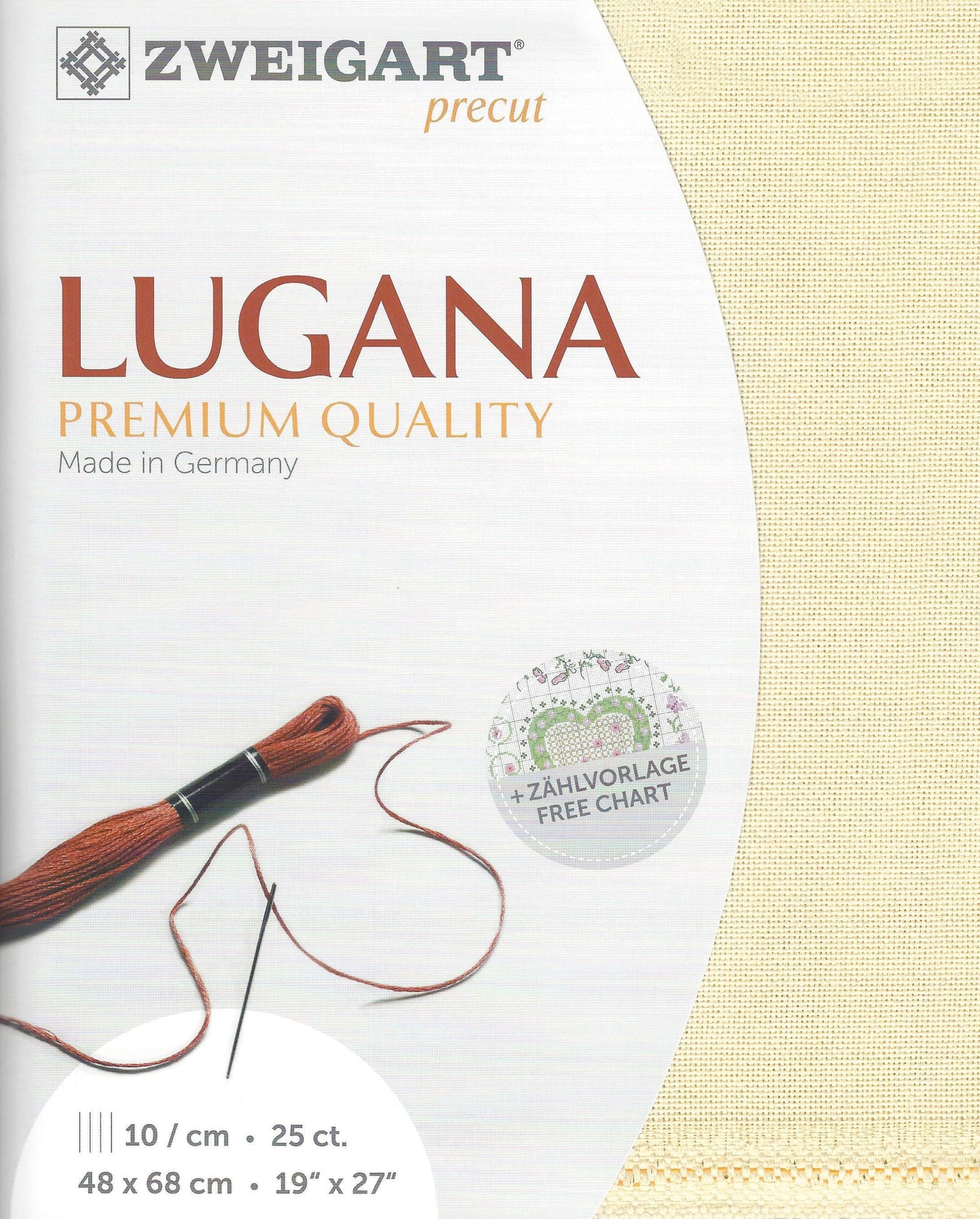 Precut  Zweigart Lugana 25 count Cream 3835/252, The Crafty Grimalkin - A Cross Stitch Store