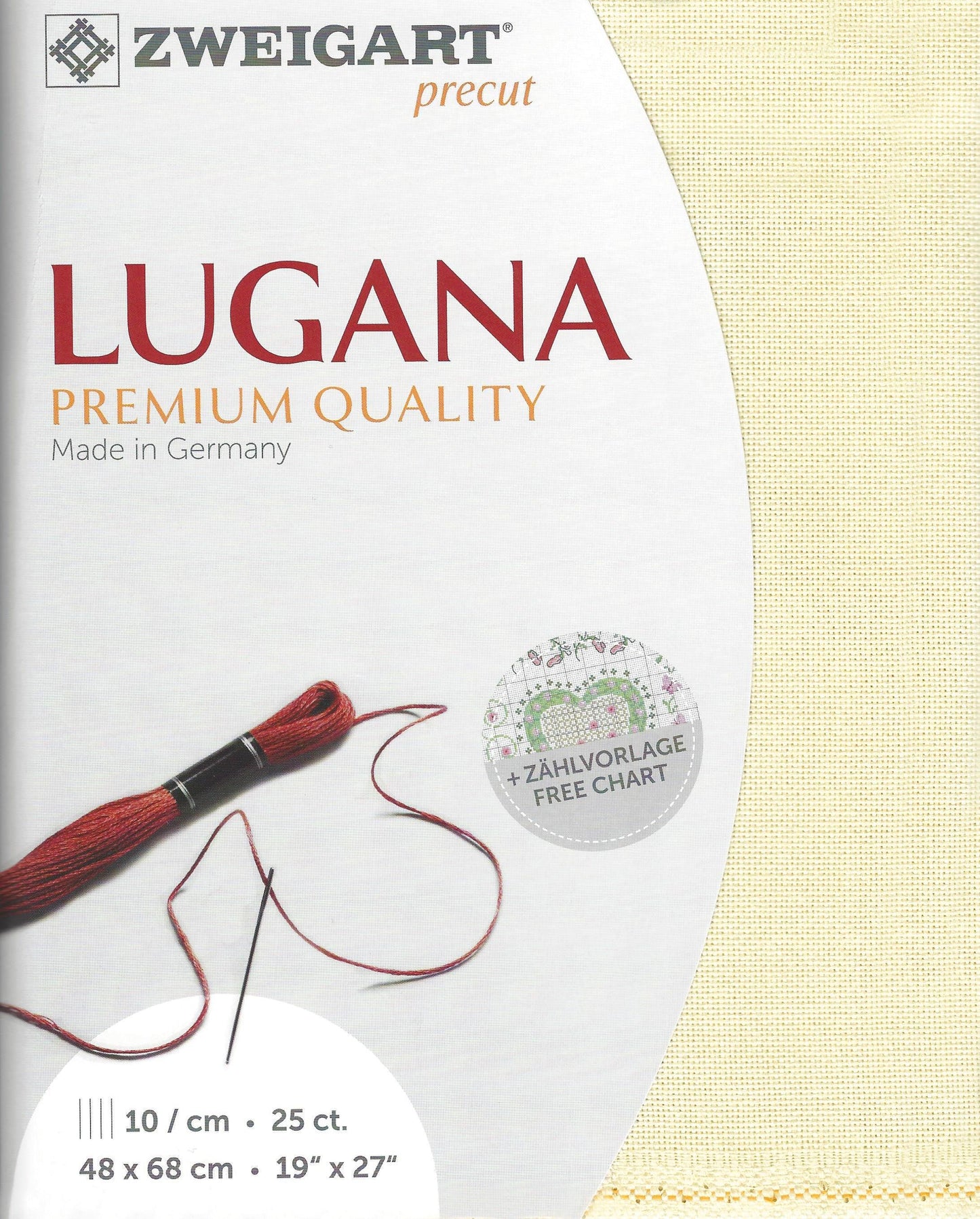 Precut  Zweigart Lugana 25 count Ivory 3835/264, The Crafty Grimalkin - A Cross Stitch Store