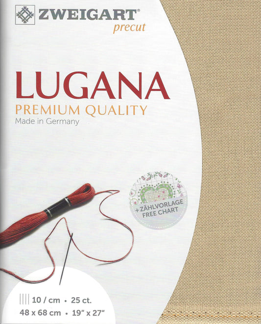 Precut  Zweigart Lugana 25 count Light Mocha 3835/309, The Crafty Grimalkin - A Cross Stitch Store