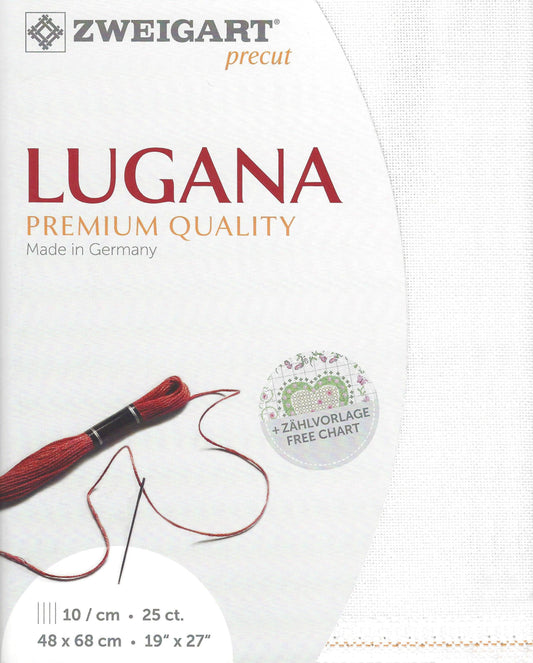 Precut  Zweigart Lugana 25 count White 3835/100, The Crafty Grimalkin - A Cross Stitch Store