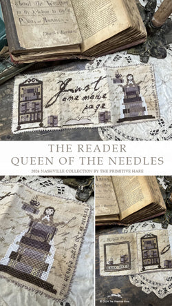 The Reader Queen of the Needles - Primitive Hare - Cross Stitch Pattern