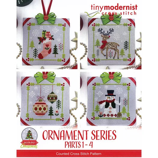 Woodland Christmas Ornament Series 1-4 - Tiny Modernist - Cross Stitch Pattern