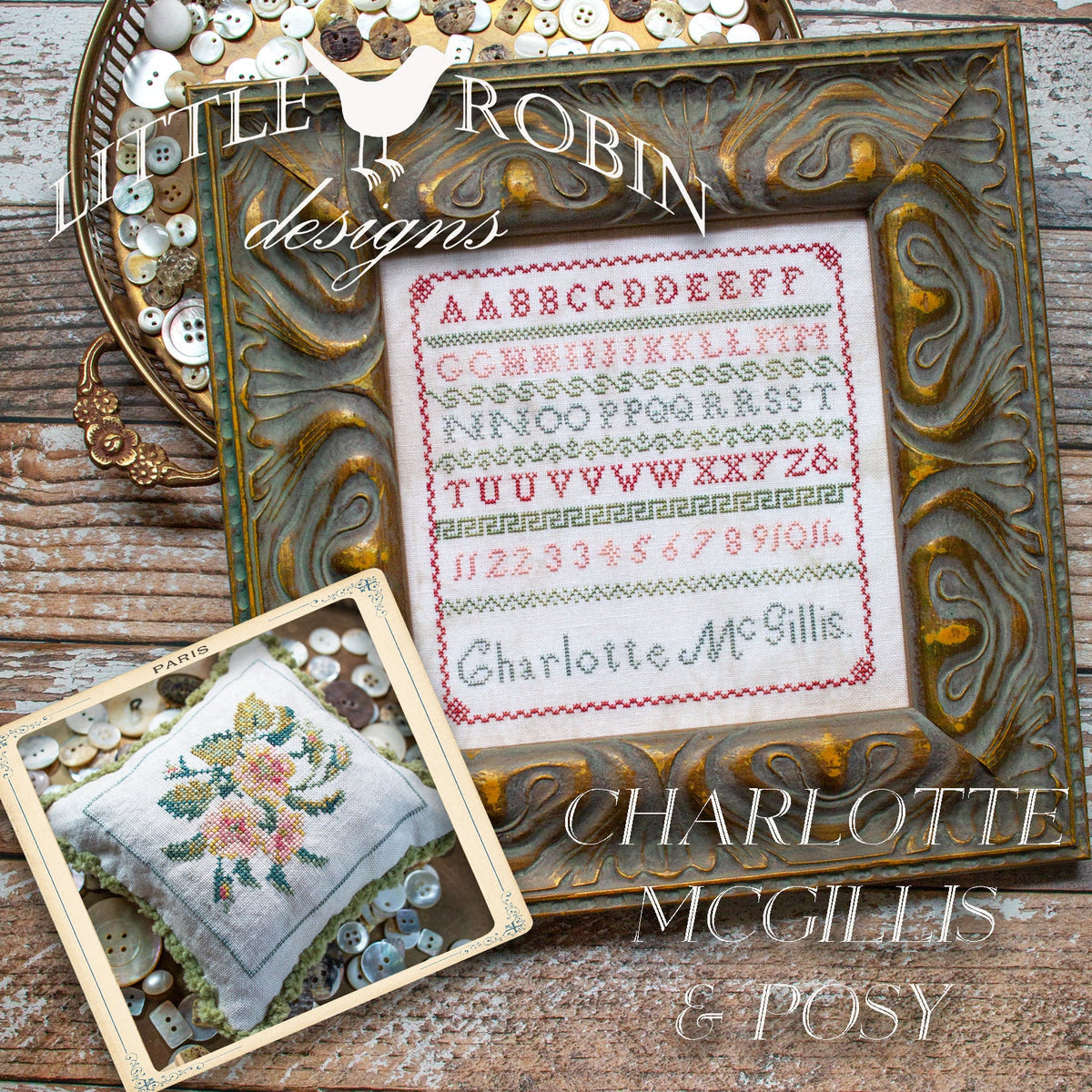 PRE-ORDER Charlotte McGillis & Posy - Little Robin Designs - Cross Stitch Pattern, Needlecraft Patterns, The Crafty Grimalkin - A Cross Stitch Store