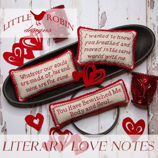 PRE-ORDER Literary Love Notes - Little Robin Designs - Cross Stitch Pattern, Needlecraft Patterns, The Crafty Grimalkin - A Cross Stitch Store