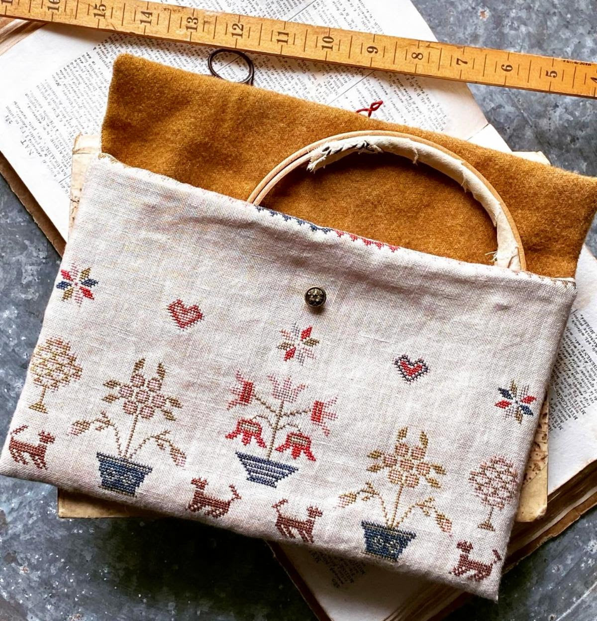 PRE-ORDER Caroline's Sampler Sewing Bag - Stacy Nash Primitives - Cross Stitch Pattern, Needlecraft Patterns, Needlecraft Patterns, The Crafty Grimalkin - A Cross Stitch Store