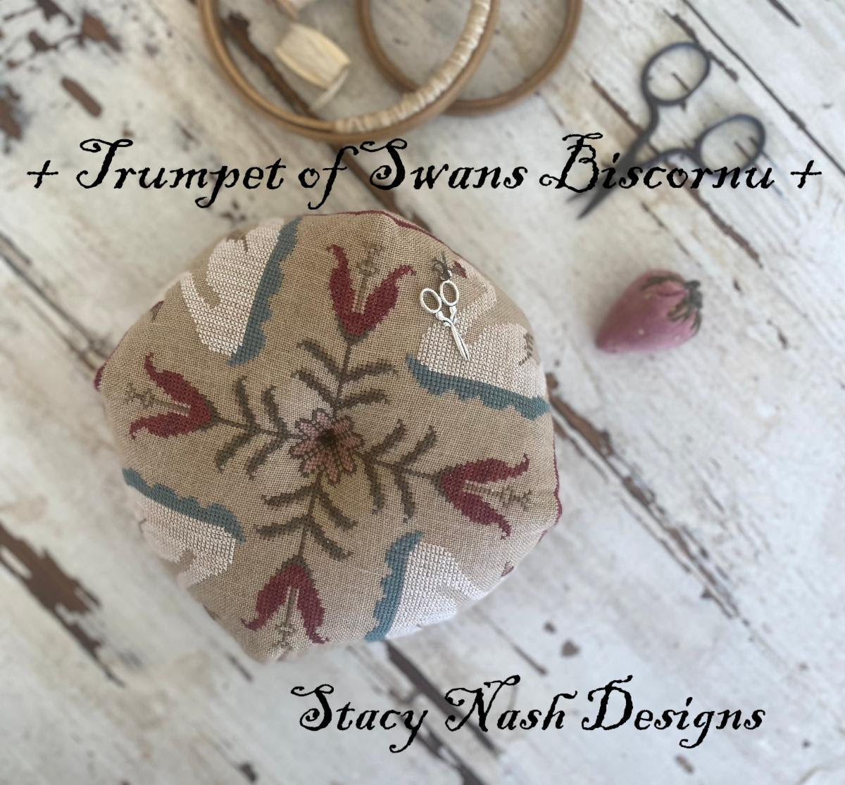 PRE-ORDER Trumpet of Swans Biscornu- Stacy Nash Primitives - Cross Stitch Pattern, Needlecraft Patterns, Needlecraft Patterns, The Crafty Grimalkin - A Cross Stitch Store