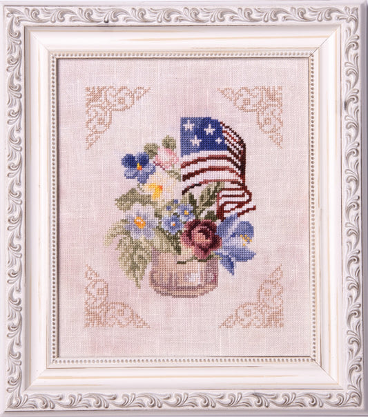 PREORDER Patriotic Bouquet - Samplers and Primitives - Cross Stitch Pattern