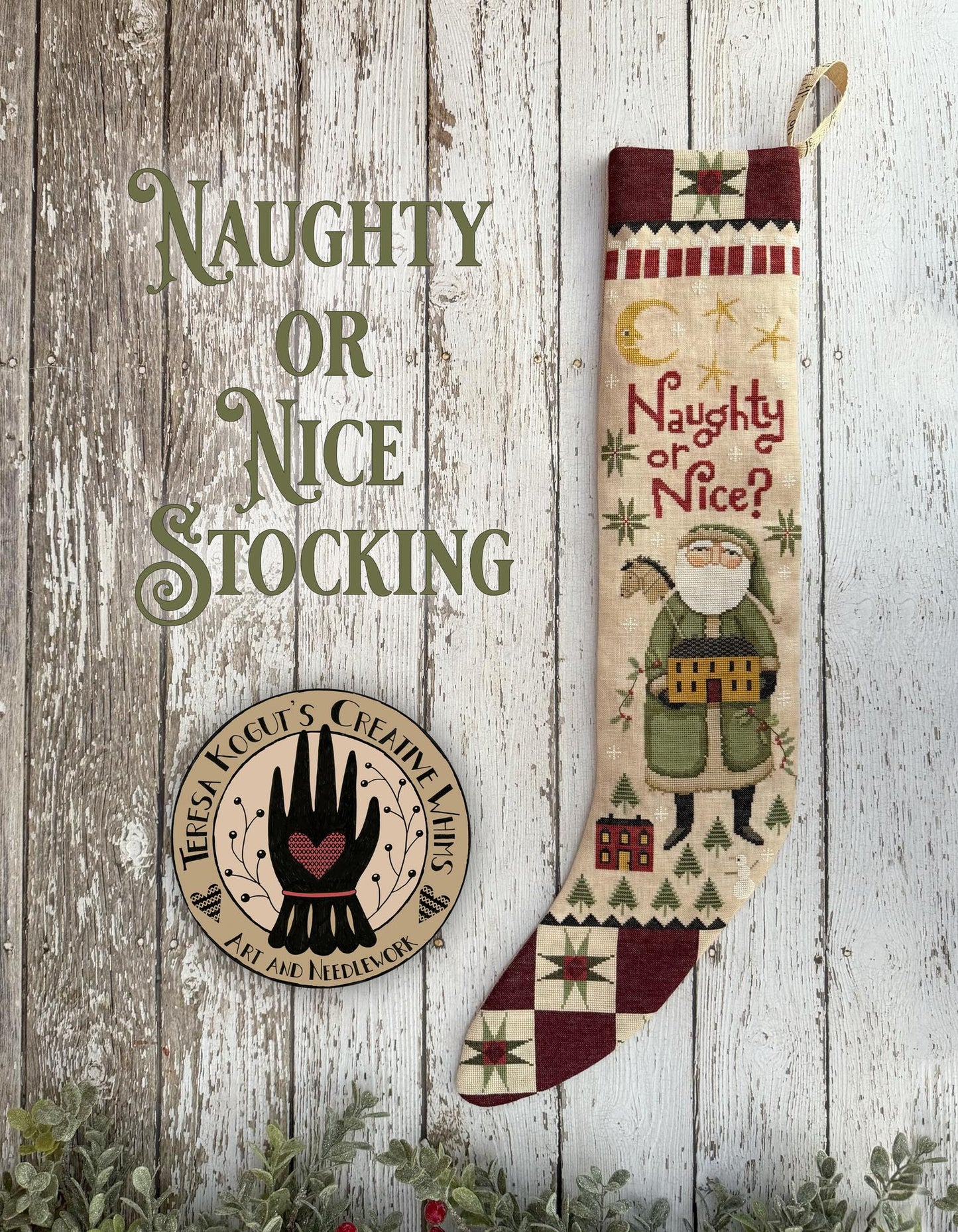 PREORDER Naughty or Nice Stocking - Teresa Kogut - Cross Stitch Pattern, Needlecraft Patterns, The Crafty Grimalkin - A Cross Stitch Store