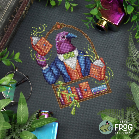 PREORDER  Crow Librarian - Fine Frog Stitching - Cross Stitch Pattern, Needlecraft Patterns, The Crafty Grimalkin - A Cross Stitch Store