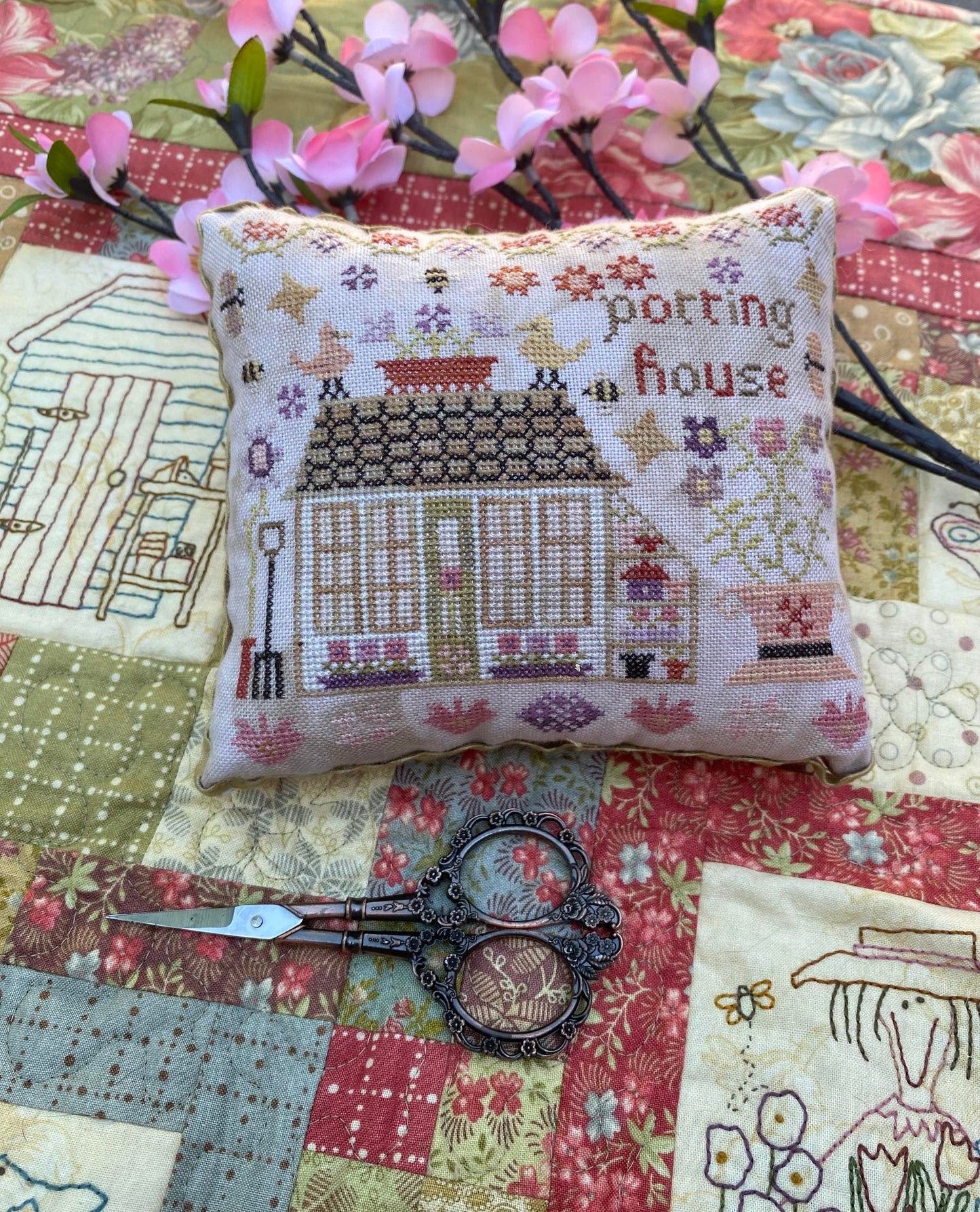 Potting House on Wisteria Lane #8 - Pansy Patch Quilts and Stitchery - Cross Stitch Pattern