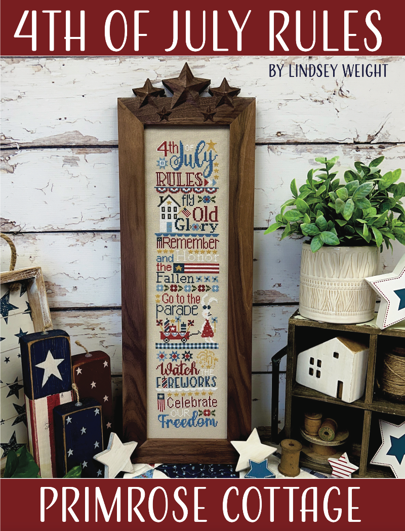 PRE-ORDER 4th of July Rules - Primrose Cottage Stitches - Cross Stitch Patterns, Needlecraft Patterns, Needlecraft Patterns, The Crafty Grimalkin - A Cross Stitch Store