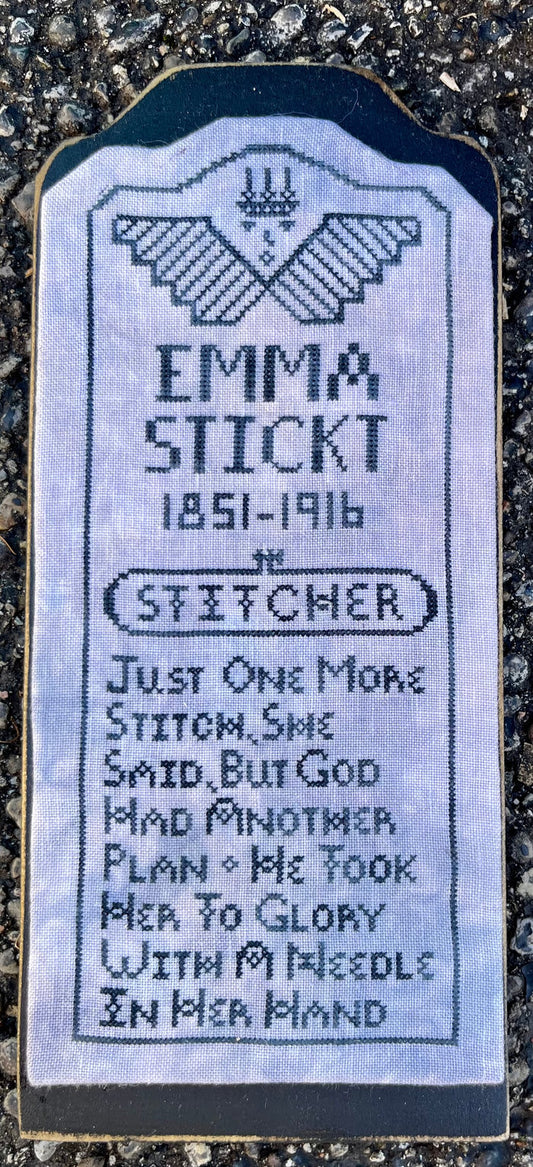 Tombstone #2 - Emma Stickt  May Thy Needles Rest in Peace - Running With Needles & Scissors - Cross Stitch Pattern