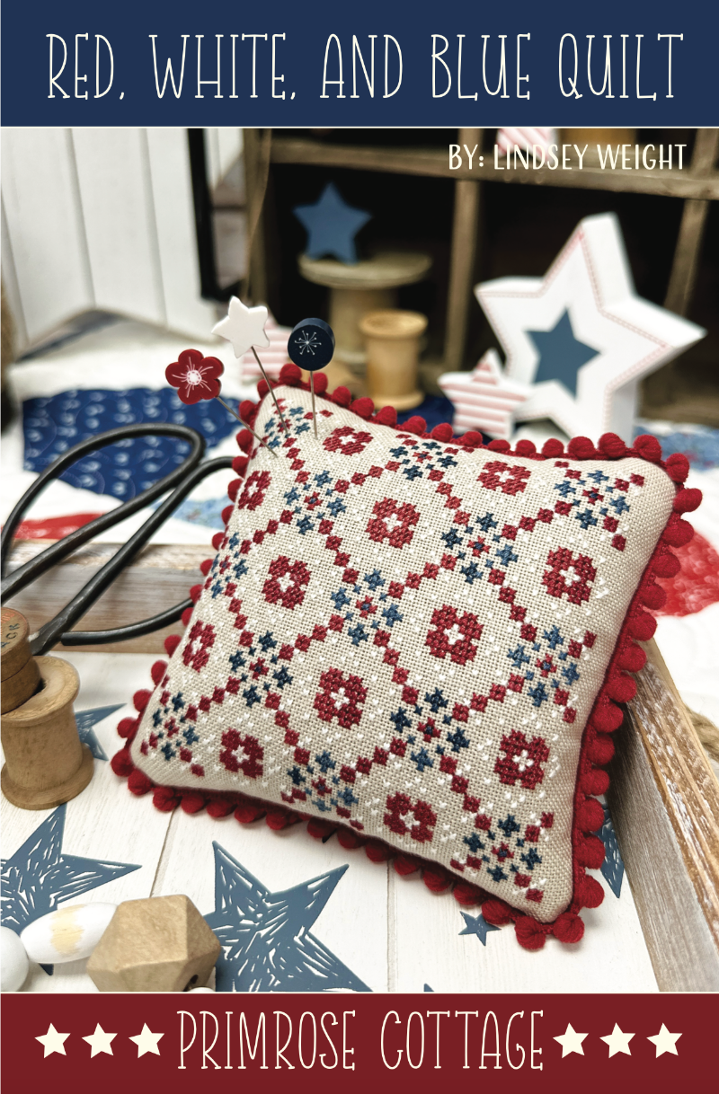 PRE-ORDER Red, White, and Blue Quilt - Primrose Cottage Stitches - Cross Stitch Patterns, Needlecraft Patterns, Needlecraft Patterns, The Crafty Grimalkin - A Cross Stitch Store