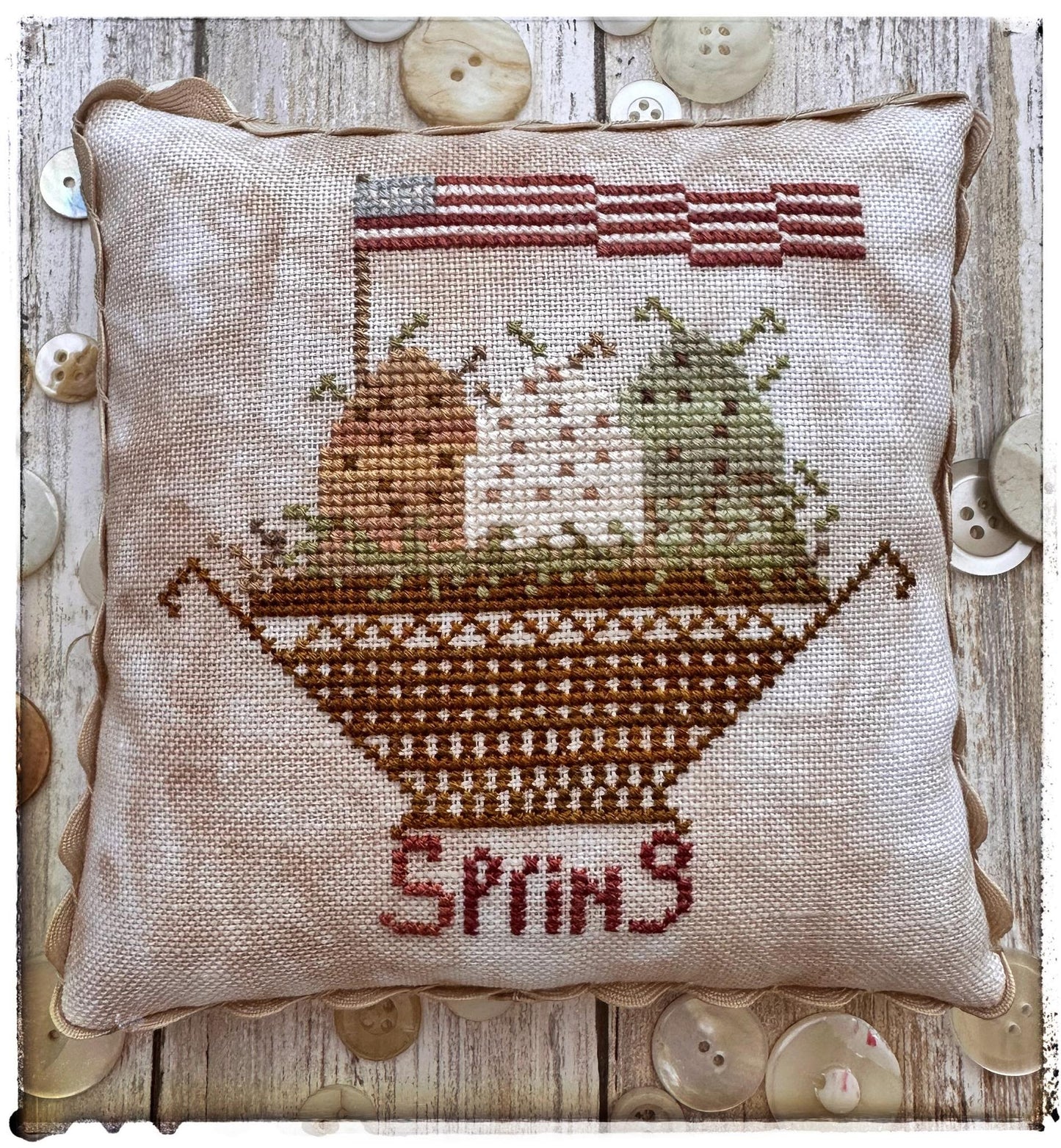 Spring Flag - Lucy Beam Love in Stitches - Cross Stitch Pattern