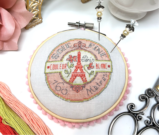 PREORDER Vintage Paris Pin Cushion - Tiny Modernist - Cross Stitch Pattern, Needlecraft Patterns, The Crafty Grimalkin - A Cross Stitch Store