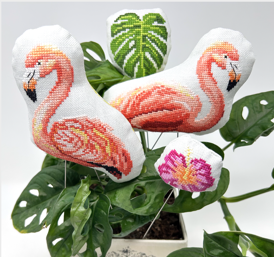 PREORDER Flamingo Flamboyance - Tiny Modernist - Cross Stitch Pattern, Needlecraft Patterns, The Crafty Grimalkin - A Cross Stitch Store