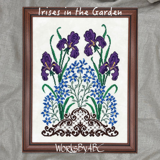 PREORDER Irises in the Garden -  Works by ABC - Cross Stitch Pattern, Needlecraft Patterns, The Crafty Grimalkin - A Cross Stitch Store