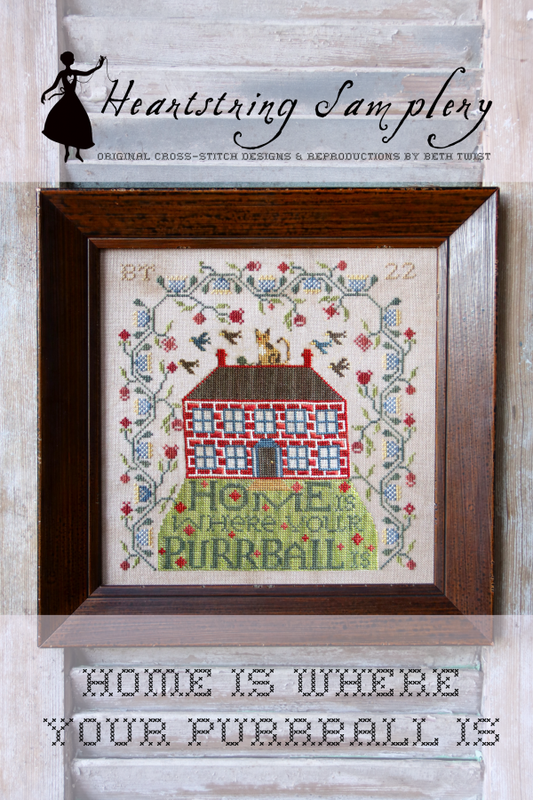 Home Is Where Your PURRBALL Is - Heartstring Samplery - Cross Stitch Pattern