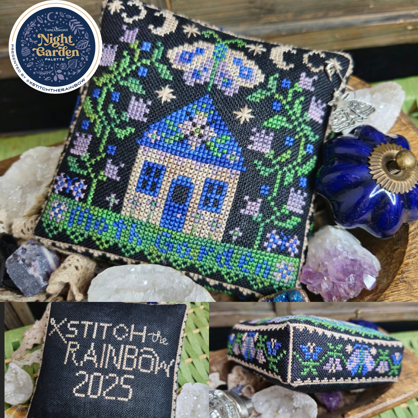 PREORDER Moonlit Cottage - Quaint Rose Needearts - Cross Stitch Pattern, Needlecraft Patterns, The Crafty Grimalkin - A Cross Stitch Store