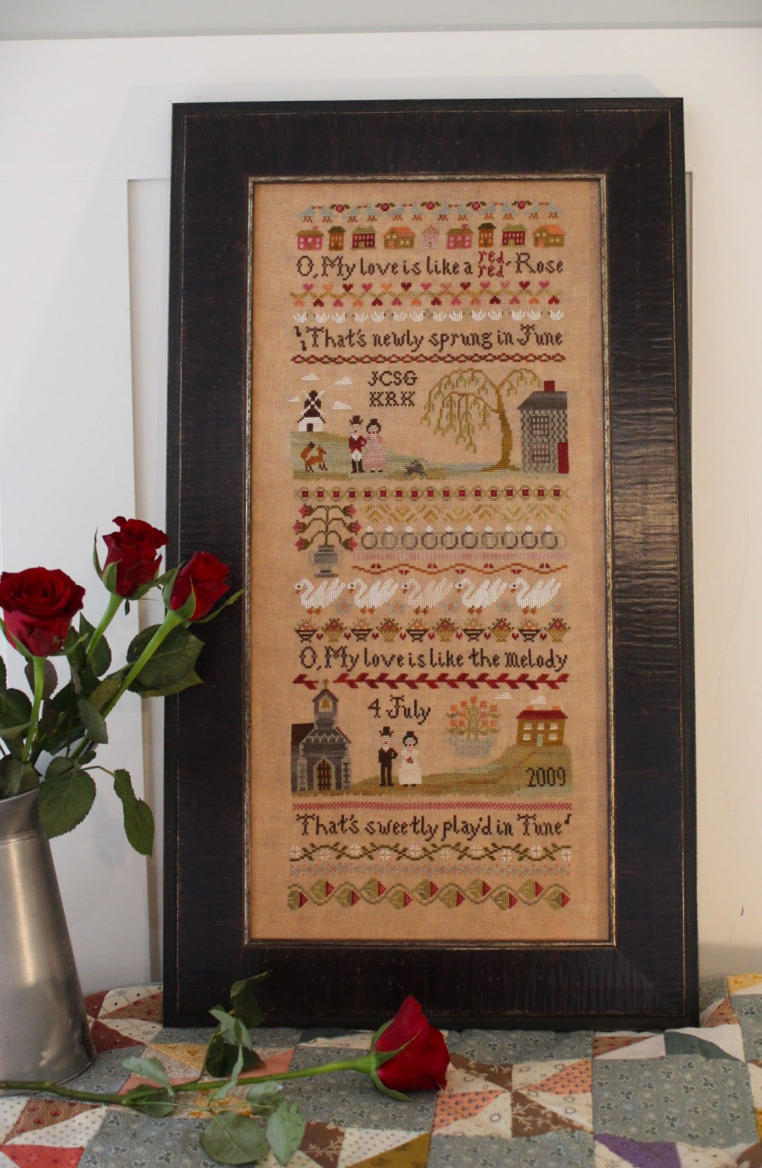 PRE-ORDER Red, Red Rose Sampler - Cosford Rise Stitchery - Cross Stitch Pattern, Needlecraft Patterns, The Crafty Grimalkin - A Cross Stitch Store