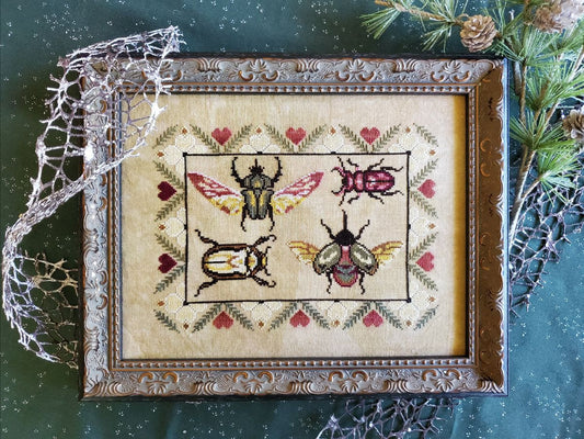 A Bevy of Festive Beetles - The Artsy Housewife - Cross Stitch Pattern