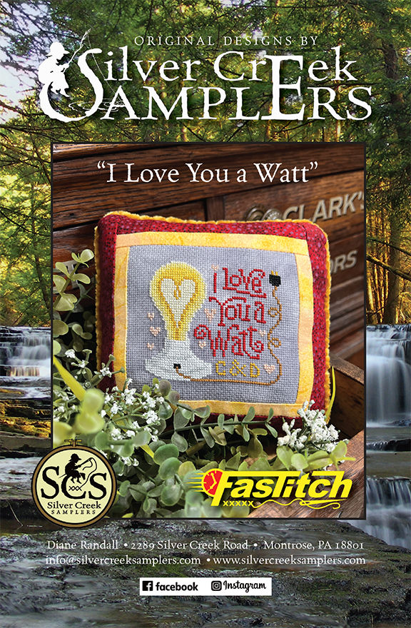 PREORDER I Love You a Watt - Silver Creek Samplers - Cross Stitch Pattern, Needlecraft Patterns, The Crafty Grimalkin - A Cross Stitch Store