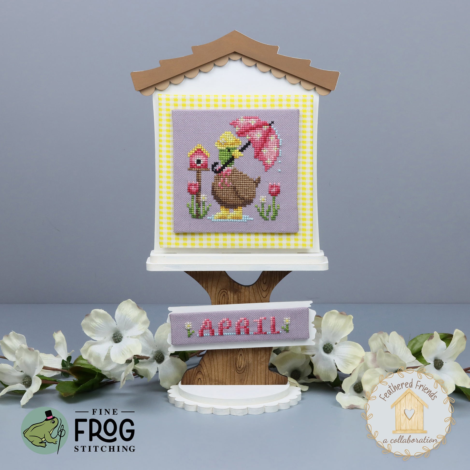 PREORDER Feathered Friends: April - Fine Frog Stitching - Cross Stitch Pattern, Needlecraft Patterns, The Crafty Grimalkin - A Cross Stitch Store