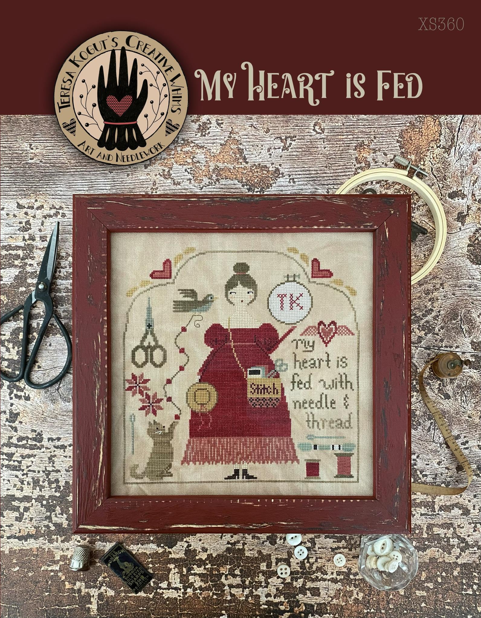 PREORDER My Heart is Fed - Teresa Kogut - Cross Stitch Pattern, Needlecraft Patterns, The Crafty Grimalkin - A Cross Stitch Store