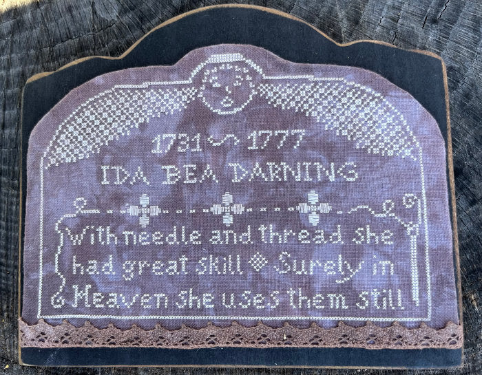 Tombstone #3 - Ida Bea Darning - Running With Needles & Scissors - Cross Stitch Pattern