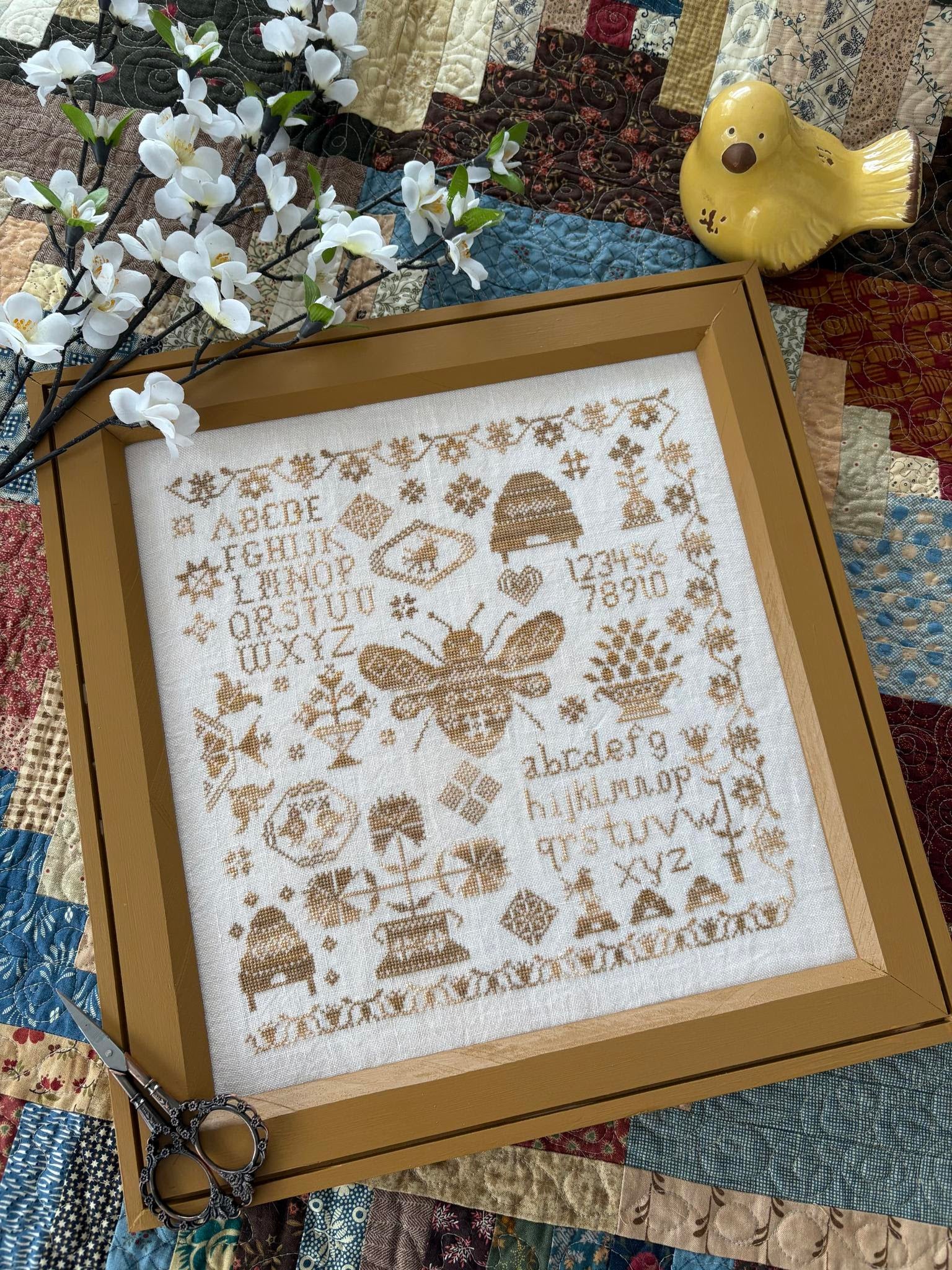 PREORDER Honey Bee Sampler - Pansy Patch - Cross Stitch Pattern, Needlecraft Patterns, The Crafty Grimalkin - A Cross Stitch Store