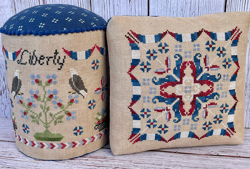 PREORDER Liberty Drum and Pincushion - Jan Hicks Creates - Cross Stitch Pattern, Needlecraft Patterns, The Crafty Grimalkin - A Cross Stitch Store