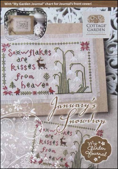 January's Snowdrop - My Garden Journal - Cottage Garden Samplings, Needlecraft Patterns, The Crafty Grimalkin - A Cross Stitch Store