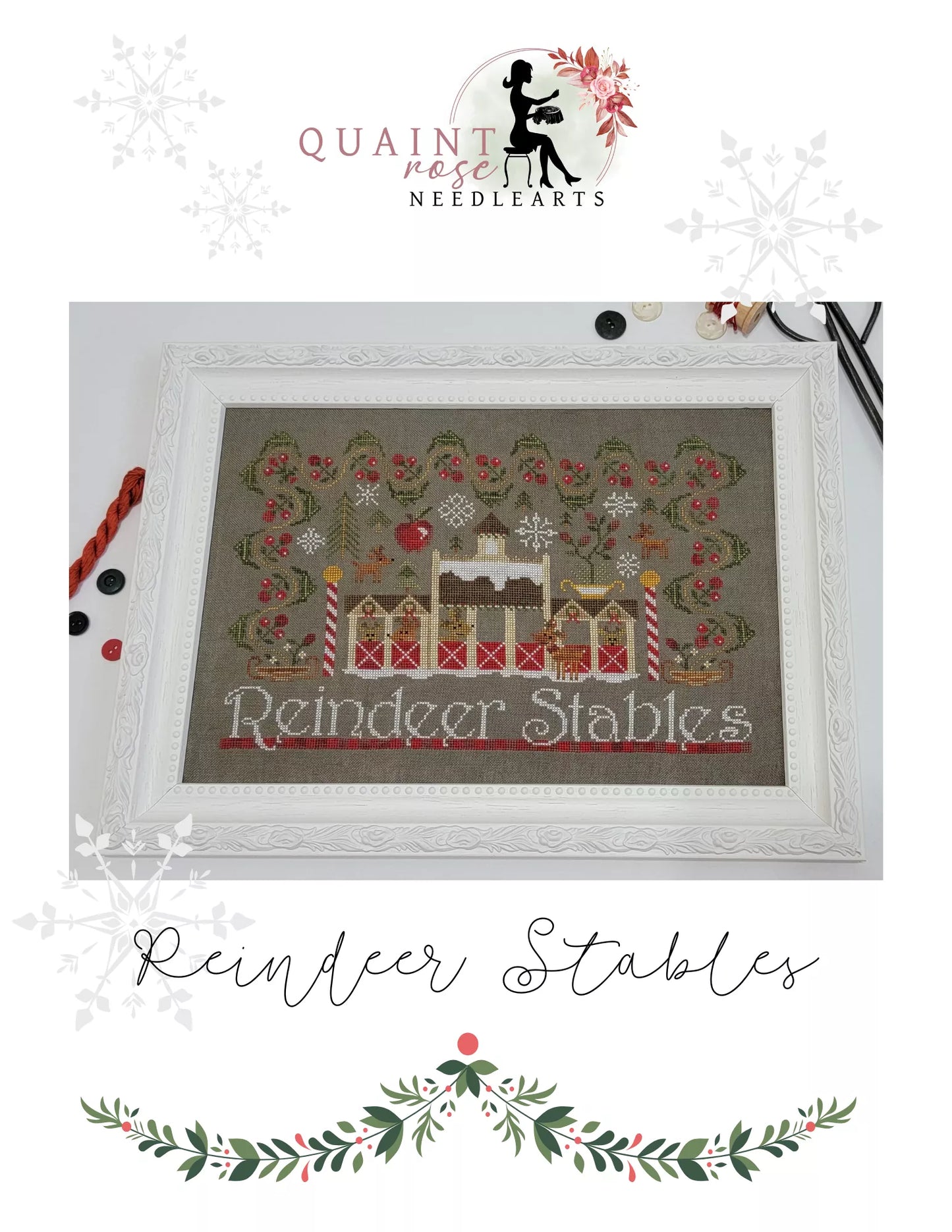 Reindeer Stables - Quaint Rose NeedleArts - Cross Stitch Patterns, Needlecraft Patterns, The Crafty Grimalkin - A Cross Stitch Store