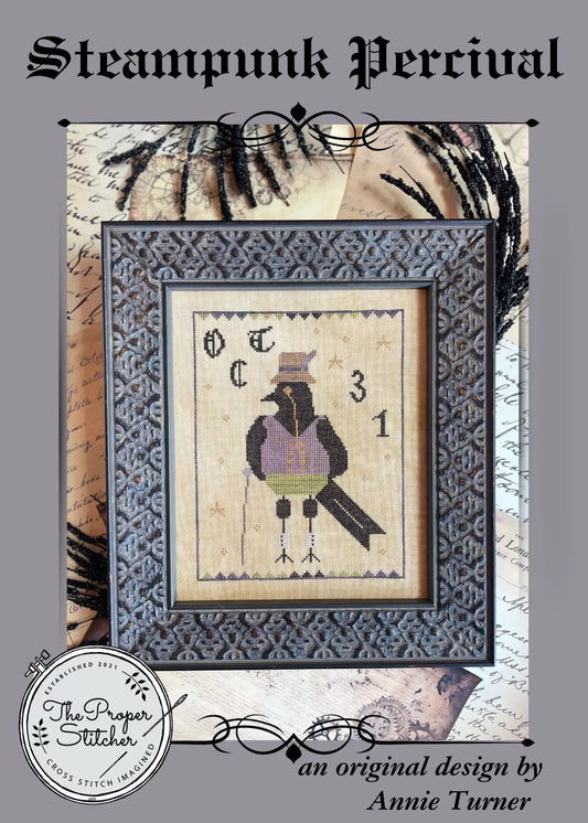 Steampunk Percival - The Proper Stitcher - Cross Stitch Pattern, Needlecraft Patterns, The Crafty Grimalkin - A Cross Stitch Store