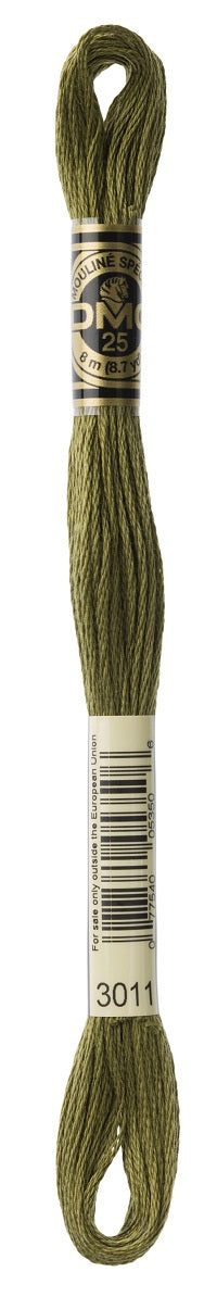 DMC 3011 - Khaki Green - Dark - DMC 6 Strand Embroidery Thread, Thread & Floss, Thread & Floss, The Crafty Grimalkin - A Cross Stitch Store