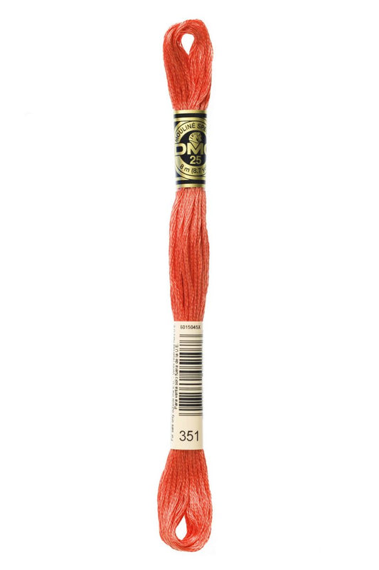 DMC 351 - Coral - DMC 6 Strand Embroidery Thread, Thread & Floss, Thread & Floss, The Crafty Grimalkin - A Cross Stitch Store