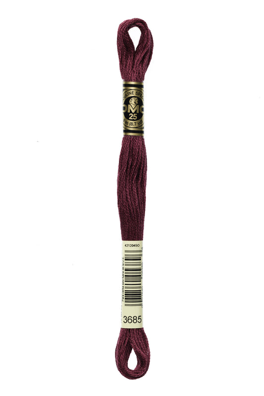 DMC 3685 - Mauve - Very Dark - DMC 6 Strand Embroidery Thread, Thread & Floss, Thread & Floss, The Crafty Grimalkin - A Cross Stitch Store