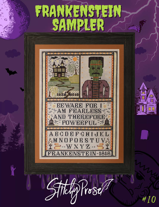 PRE-ORDER Frankenstein Sampler - Stitchy Prose - Cross Stitch Pattern, Needlecraft Patterns, Needlecraft Patterns, The Crafty Grimalkin - A Cross Stitch Store