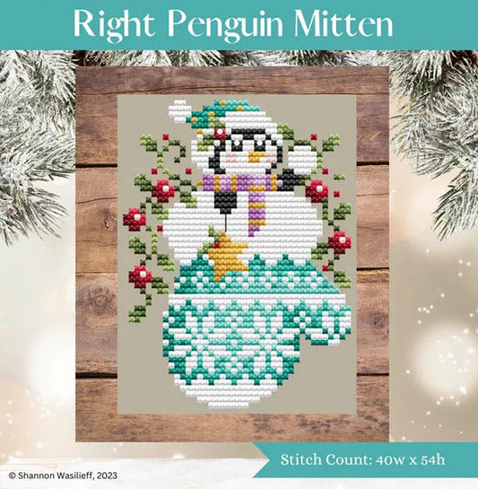 Right Penguin Mitten - Shannon Christine Designs - Cross Stitch Pattern, Needlecraft Patterns, The Crafty Grimalkin - A Cross Stitch Store